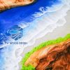 Unique natural wood resin table with blue ocean design