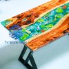 Handcrafted Koi Fish epoxy resin table, meticulously designed with crystal-clear resin, capturing the elegance of Koi fish swimming through flowing water. Combined with premium natural wood, this artistic masterpiece adds a unique touch to any space