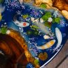 TV Wood Resin's special Round Table embodying Hương wood beauty, deep blue mystery, iconic Koi, and a captivating Peach dragon-fish
