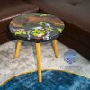 Handcrafted round Koi fish coffee table made from wood and resin with vibrant Koi fish design