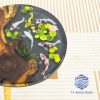 Handcrafted round Koi fish coffee table made from wood and resin with vibrant Koi fish design