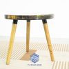 Handcrafted round Koi fish coffee table made from wood and resin with vibrant Koi fish design