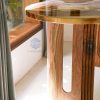 Special Japanese-style wood resin desk with hand-drawn cherry blossom petals and custom legs by TV Wood Resin