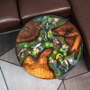 Handcrafted round coffee table for apartments, featuring iconic Koi fish, moss base, and rich red-brown Sưa wood